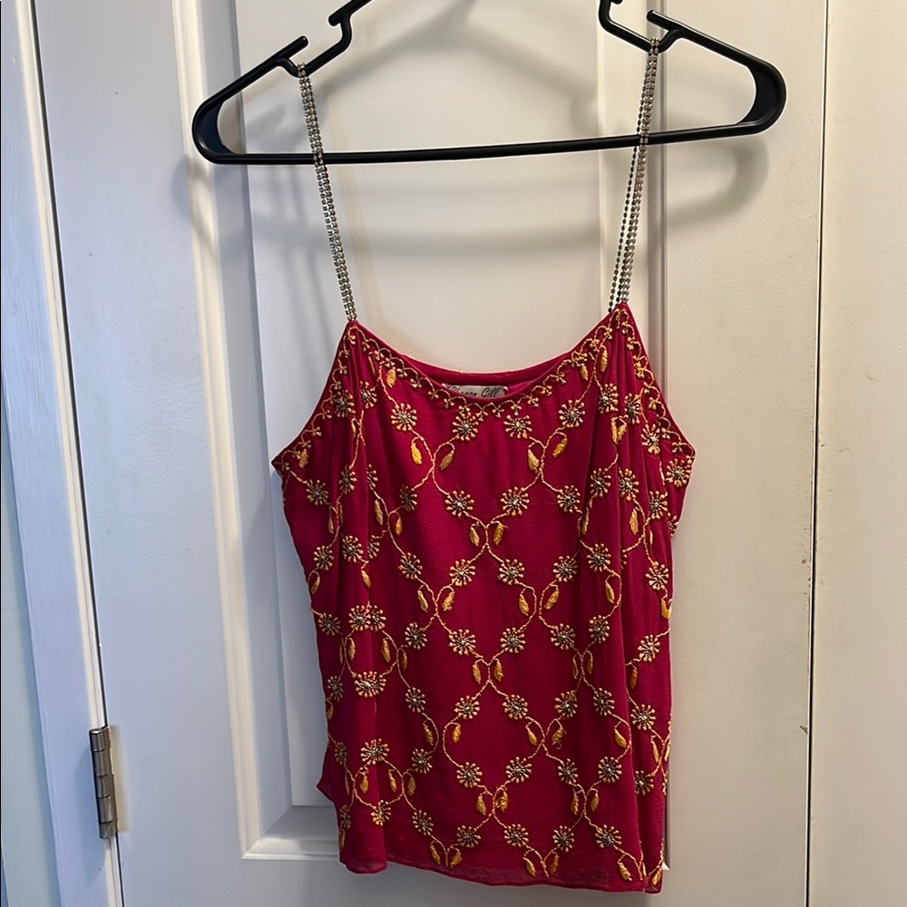 Red Fitted Camisole with Spaghetti Straps
